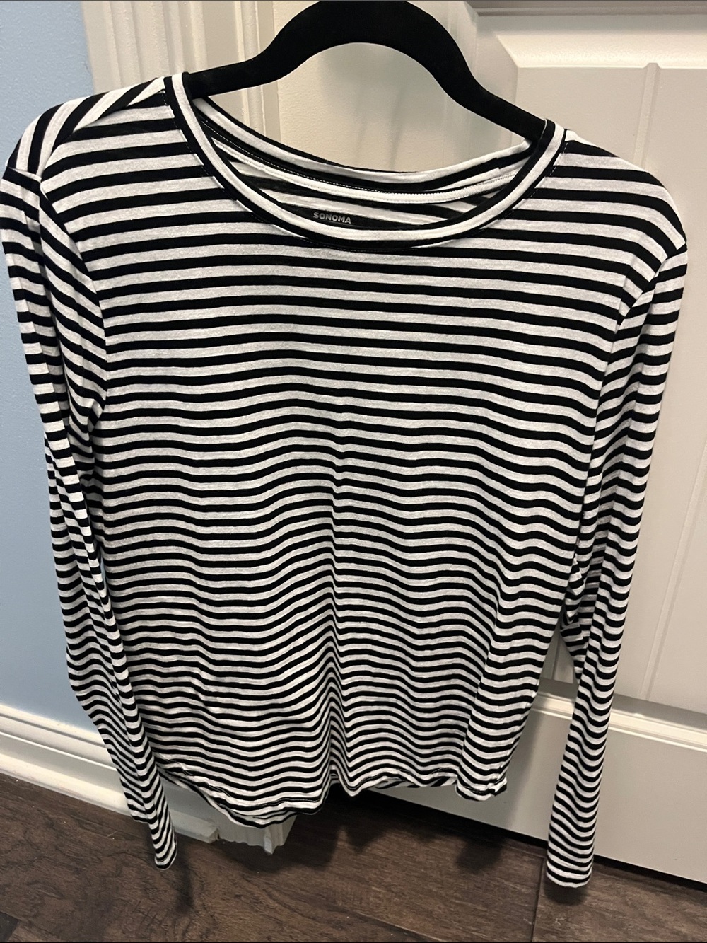 Sonoma Black and White Stripe Long Sleeve Tee
